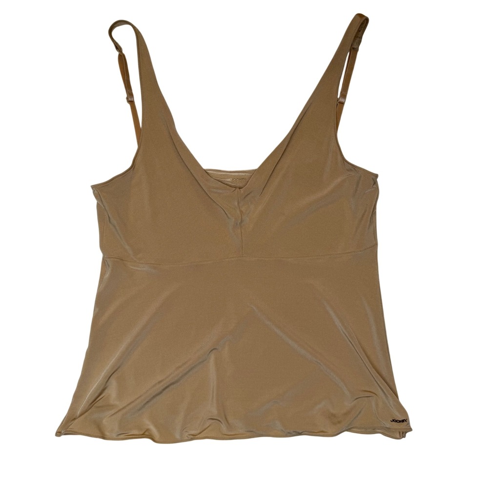 Jockey Camisole Tank Top Nude V-Neck Adjustable Strap Minimalist Soft Girl Sz M